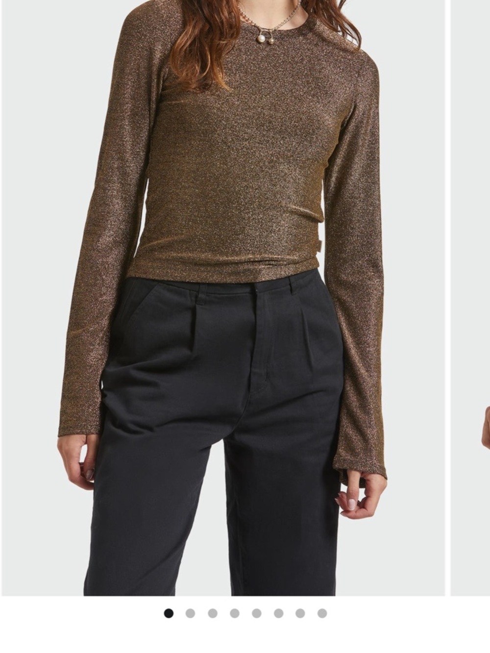 bp Metallic Bronze Long-Sleeve Crewneck Top